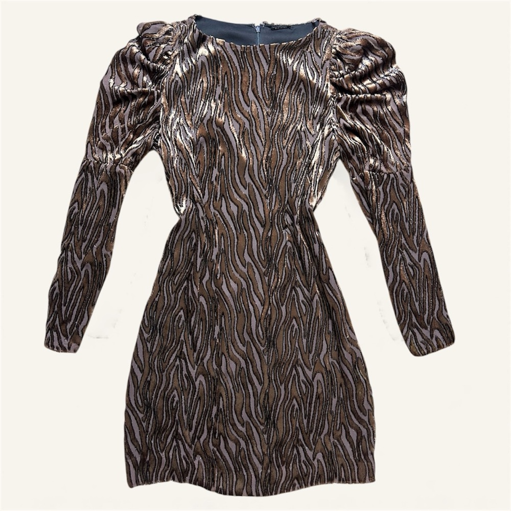 Elie Tahari Metallic Long Sleeve Dress